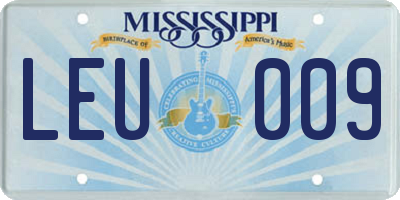 MS license plate LEU009