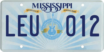MS license plate LEU012