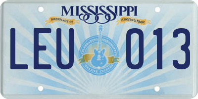 MS license plate LEU013