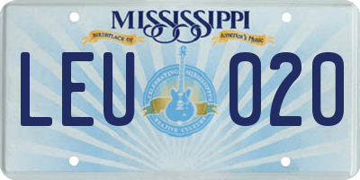 MS license plate LEU020