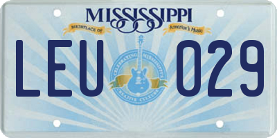 MS license plate LEU029