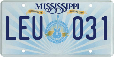 MS license plate LEU031