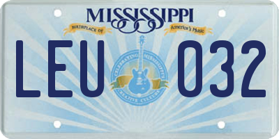 MS license plate LEU032
