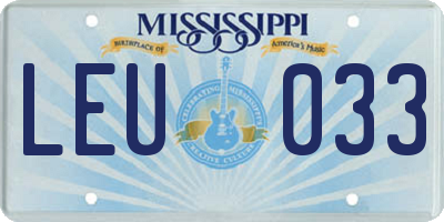 MS license plate LEU033