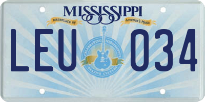 MS license plate LEU034