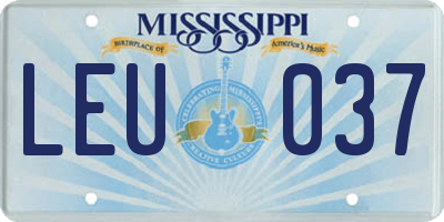 MS license plate LEU037