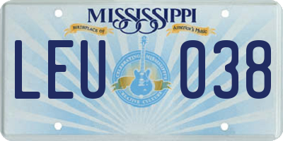 MS license plate LEU038