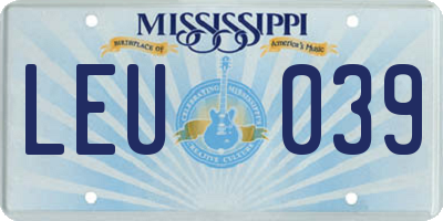 MS license plate LEU039
