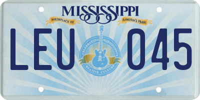 MS license plate LEU045
