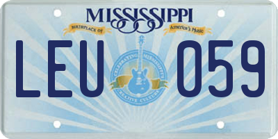 MS license plate LEU059