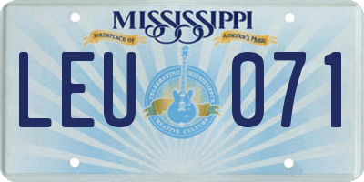 MS license plate LEU071