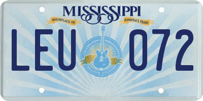 MS license plate LEU072