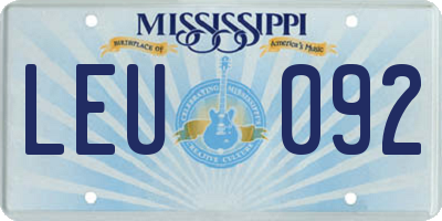 MS license plate LEU092