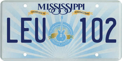 MS license plate LEU102