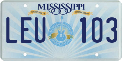 MS license plate LEU103