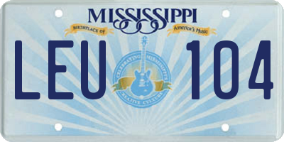 MS license plate LEU104
