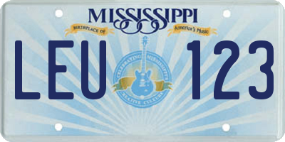MS license plate LEU123
