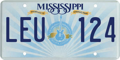 MS license plate LEU124