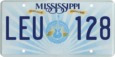 MS license plate LEU128
