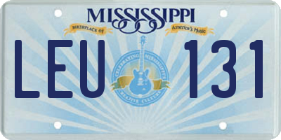 MS license plate LEU131