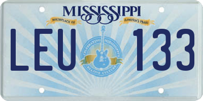 MS license plate LEU133