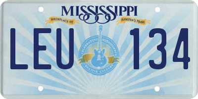 MS license plate LEU134