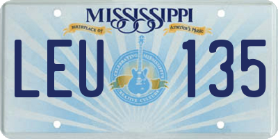 MS license plate LEU135