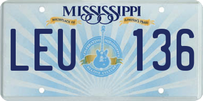 MS license plate LEU136