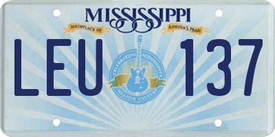 MS license plate LEU137
