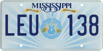 MS license plate LEU138
