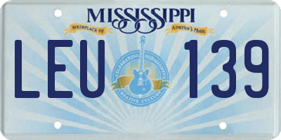 MS license plate LEU139