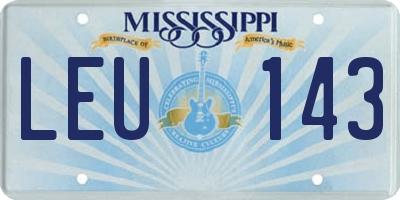 MS license plate LEU143