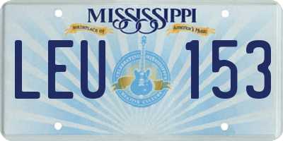 MS license plate LEU153