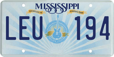 MS license plate LEU194