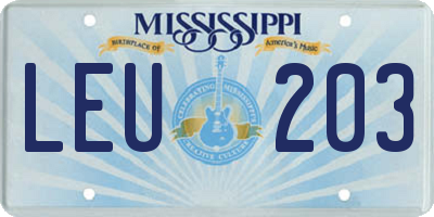 MS license plate LEU203