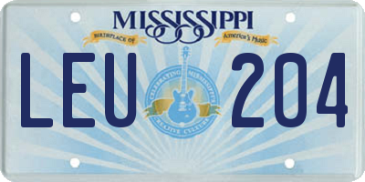 MS license plate LEU204