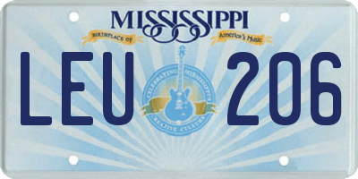 MS license plate LEU206