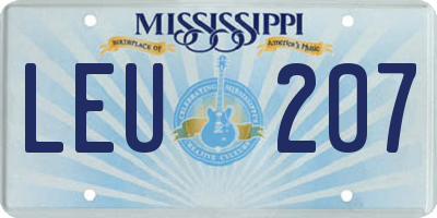 MS license plate LEU207