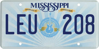 MS license plate LEU208