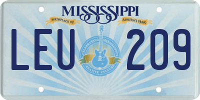 MS license plate LEU209