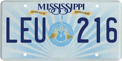 MS license plate LEU216