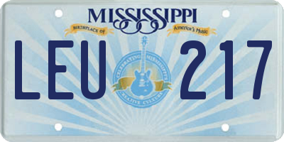 MS license plate LEU217
