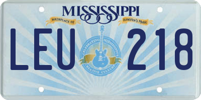 MS license plate LEU218
