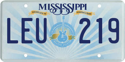 MS license plate LEU219