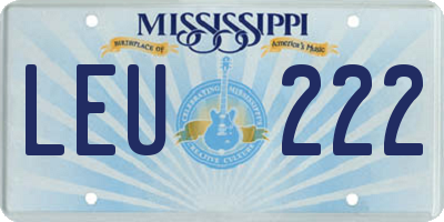 MS license plate LEU222