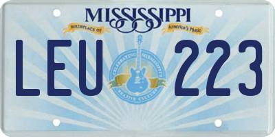 MS license plate LEU223