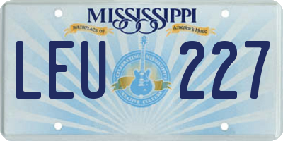 MS license plate LEU227
