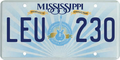 MS license plate LEU230