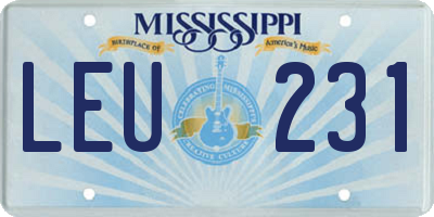 MS license plate LEU231