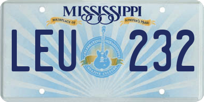 MS license plate LEU232